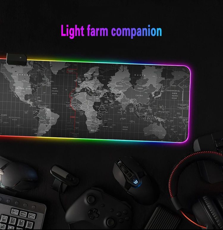 Large Custom Logo Printing Rubber Mousepad Promotion Gift Mouse Mat Gaming World Map Desk Mat LED RGB Mouse Pad Computer Accessories