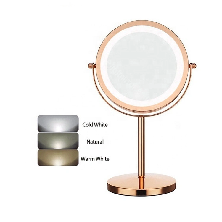 Manufacturer Makeup Dressing Table Double Sides Round LED Vanity Makeup Mirror