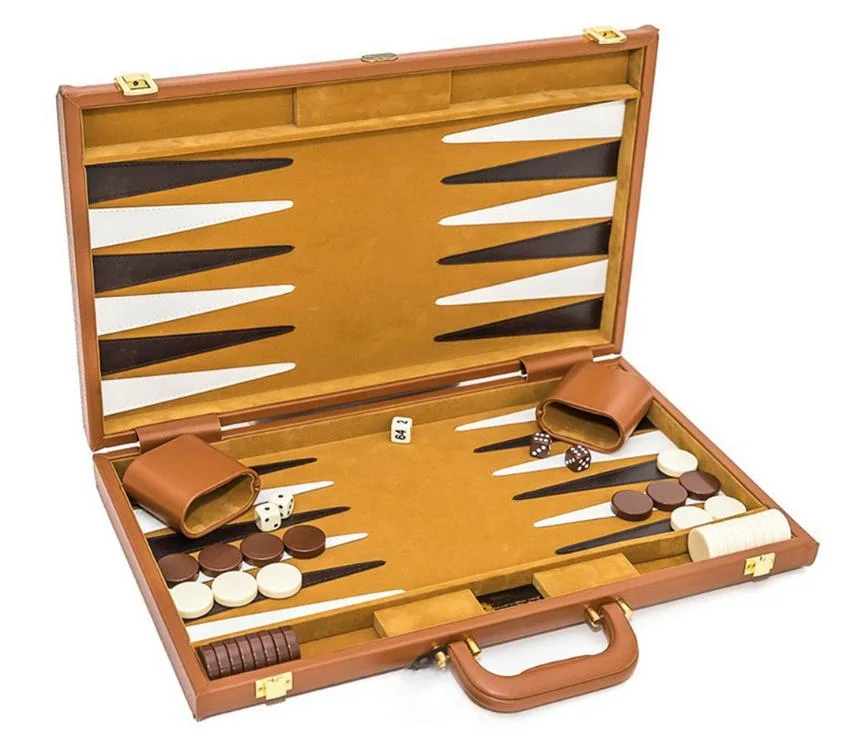 Personalized PU Leather Wooden Backgammon Checkers Set Table Game Backgammon