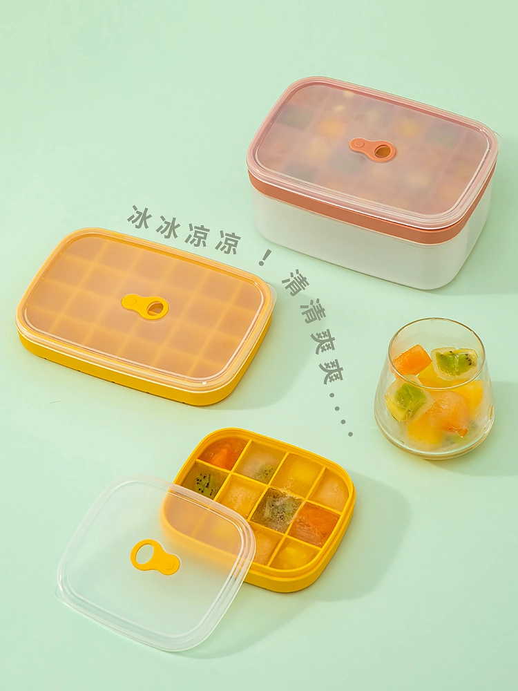 1065 Silicone Ice Tray for Freezer with Plastic Food Storage Box Silicone Ice Tray with Lid and Box