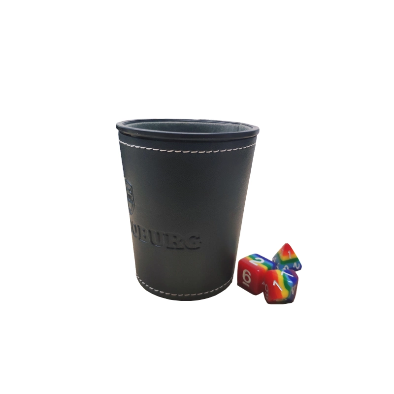 2021 Wholesale Logo Custom Felt-Lined Synthetic Leather Board Game Dice Shaker Cup Dice Toy Cup