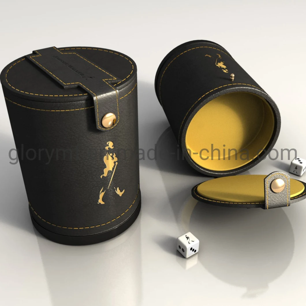Custmoized Plastic PU Leather Dice Shaker Cup with Lid
