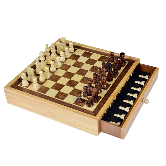Heißer Verkauf Luxus 19 Zoll Kohlefaser Leder Geschenke Backgammon Dame Schachspiel Set Internationales Schach und Backgammon
