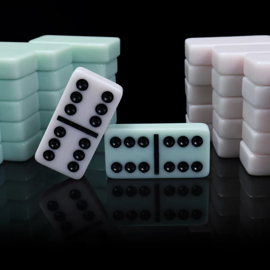 Jumbo Double 6 Crystal Ivory Dominoes Set, individuelles Logo für Casino-Spiele