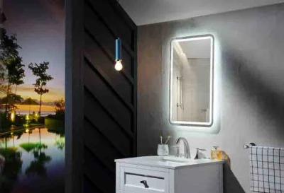 Großhandel für Heimdekoration, Wandleuchte, Luxus-Waschtisch-Defogger, Wohnzimmermöbel, Make-up, kosmotischer LED-Badezimmer-Smart-Spiegel mit Zeitanzeige